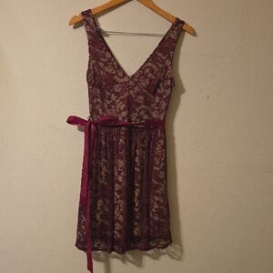 B. Smart Burgundy V-Neck Sleeveless Mini Sundress